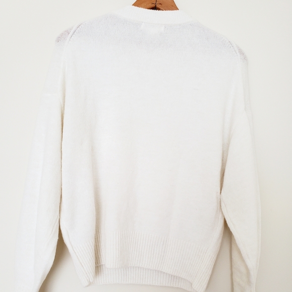 H&M white cowl neck sweater with pearls - Picture 7 of 8
